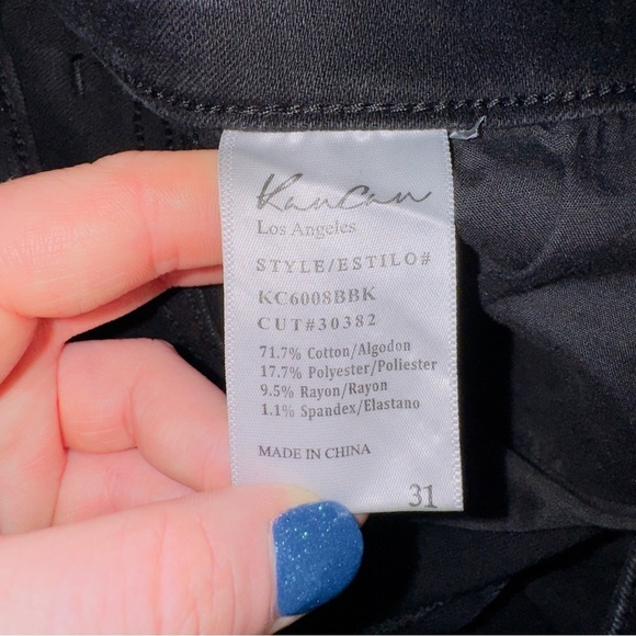 KanCan Black Wash Denim High Waisted Raw Hem Skinny Jeans size 31 - Picture 5 of 6